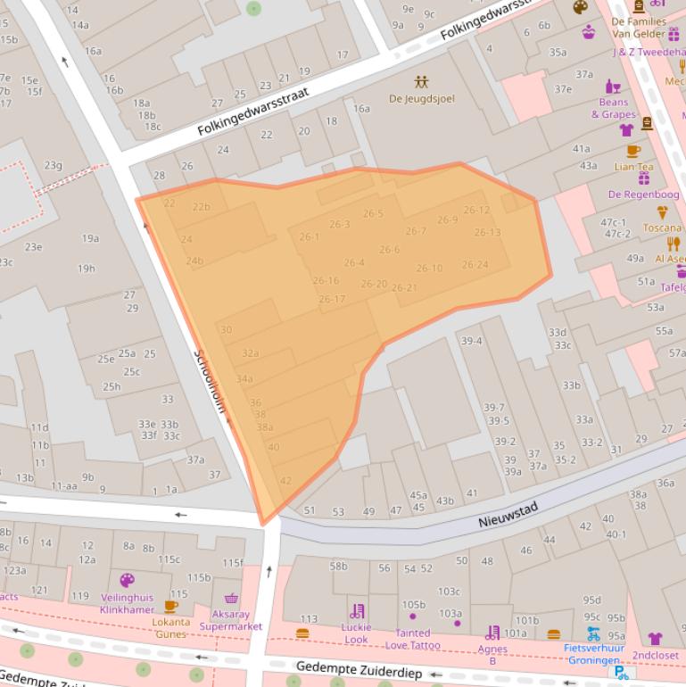 Kaart van postcodegebied 9711JH.