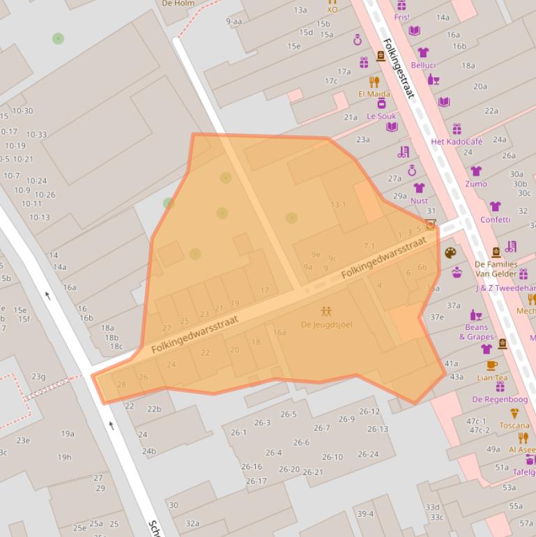 Kaart van postcodegebied 9711JJ.