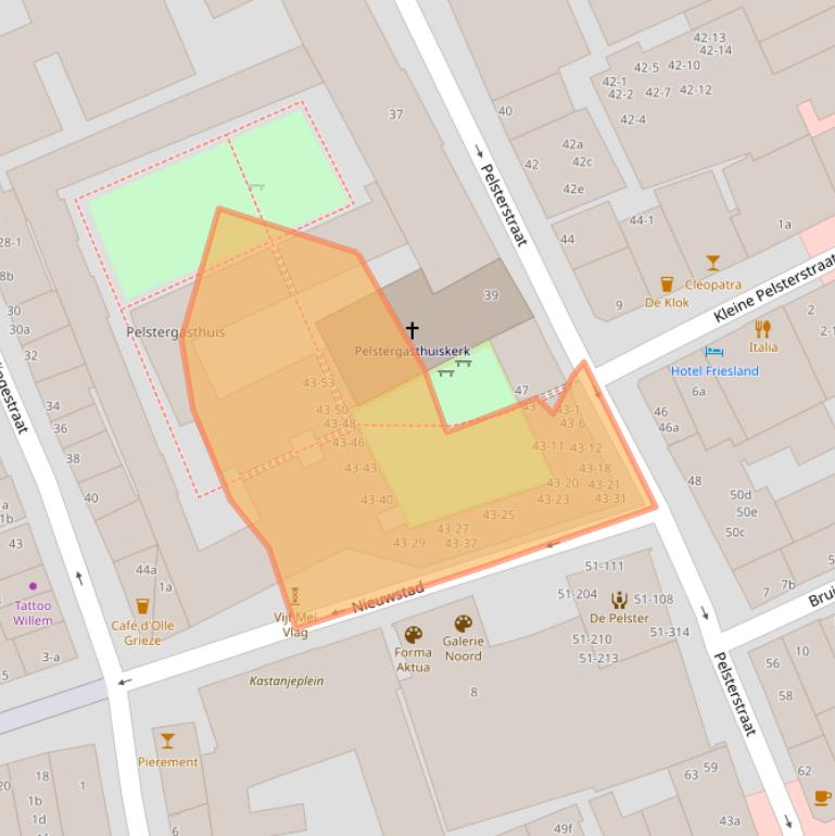 Kaart van postcodegebied 9711KJ.