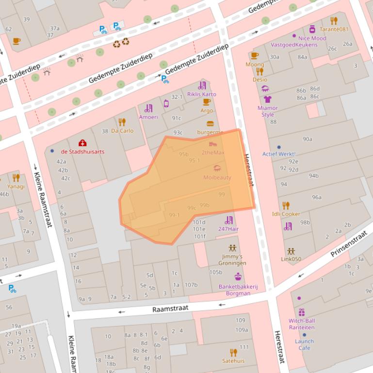 Kaart van postcodegebied 9711LE.