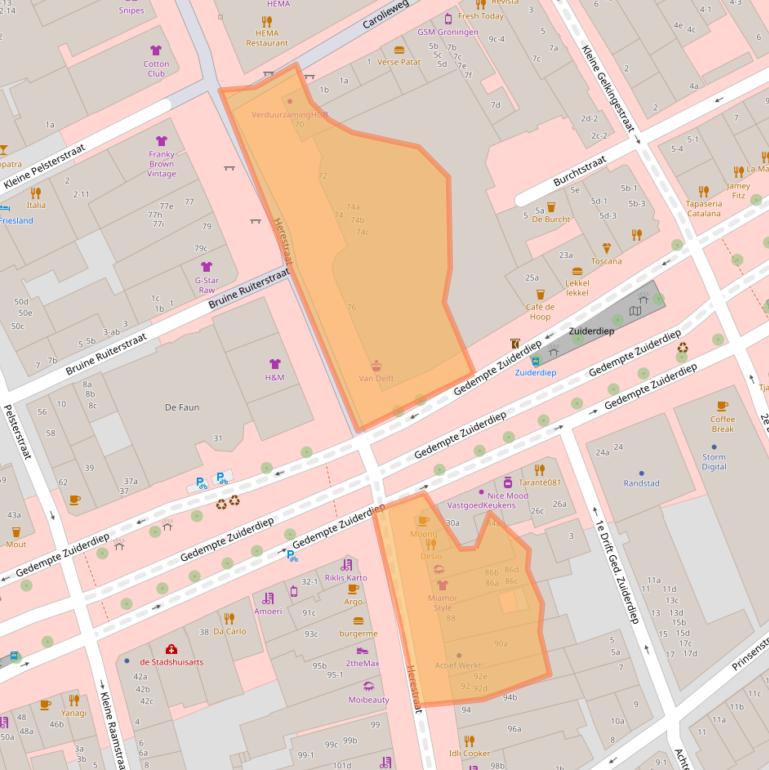 Kaart van postcodegebied 9711LL.