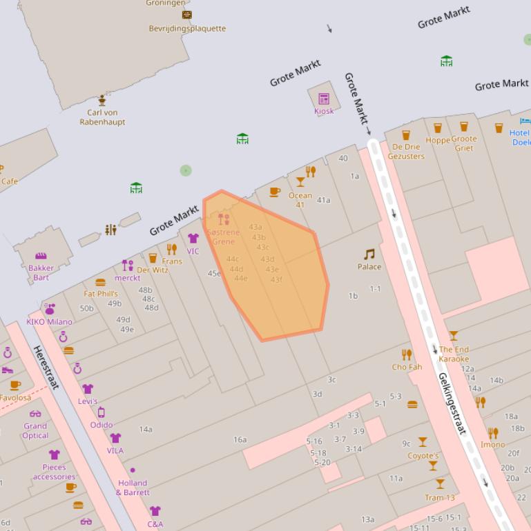 Kaart van postcodegebied 9711LW.