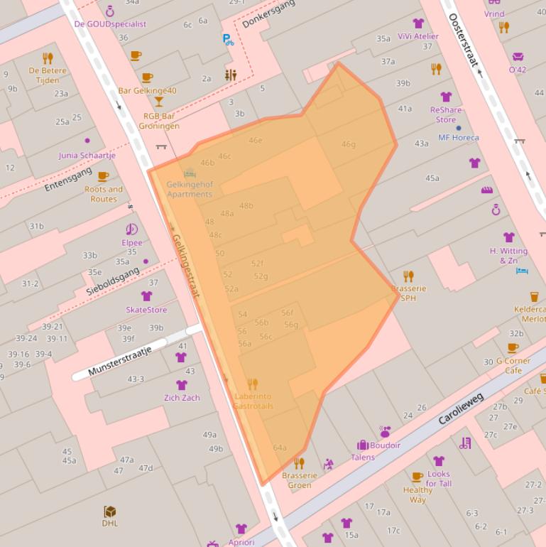 Kaart van postcodegebied 9711NE.
