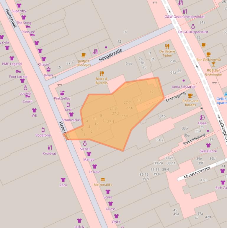 Kaart van postcodegebied 9711NJ.