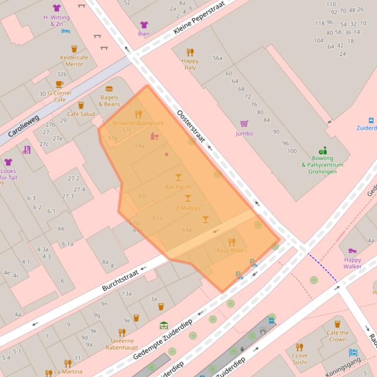 Kaart van postcodegebied 9711NS.