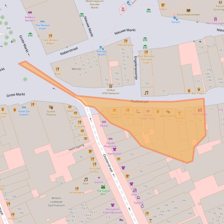 Kaart van postcodegebied 9711PG.