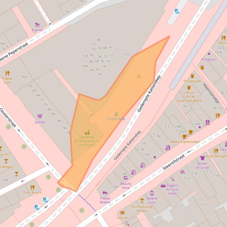 Kaart van postcodegebied 9711PN.