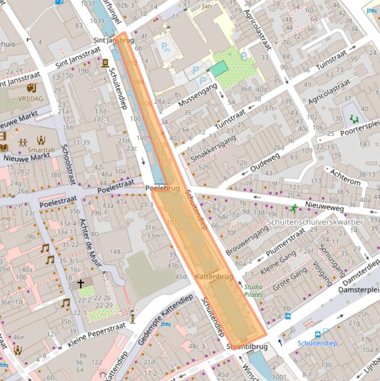 Kaart van postcodegebied 9711RJ.