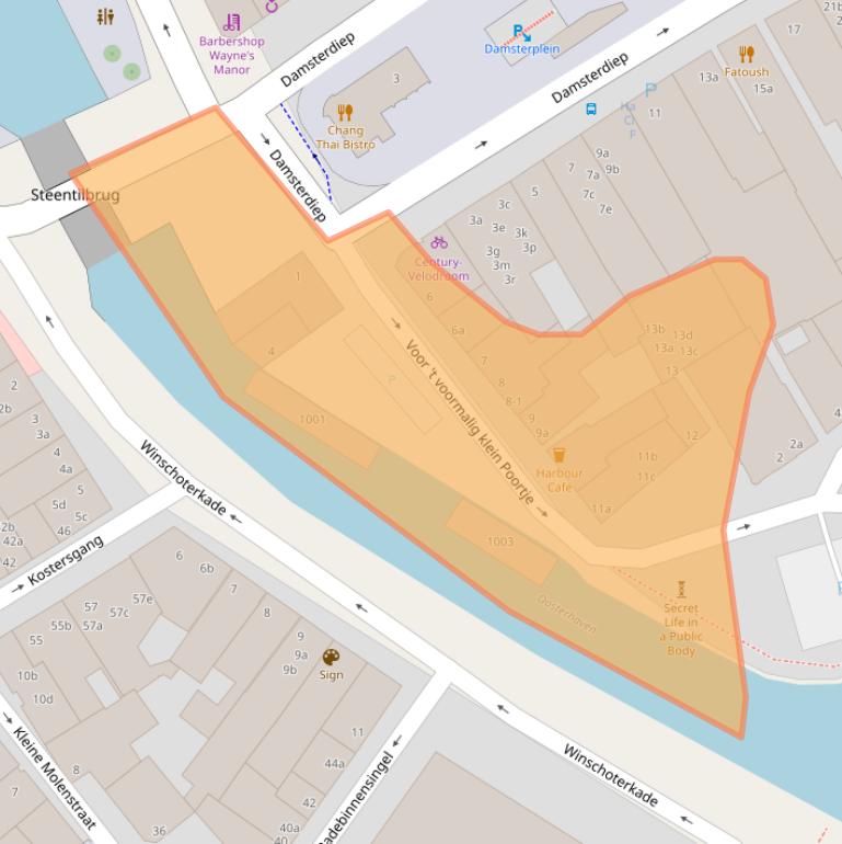 Kaart van postcodegebied 9711RR.