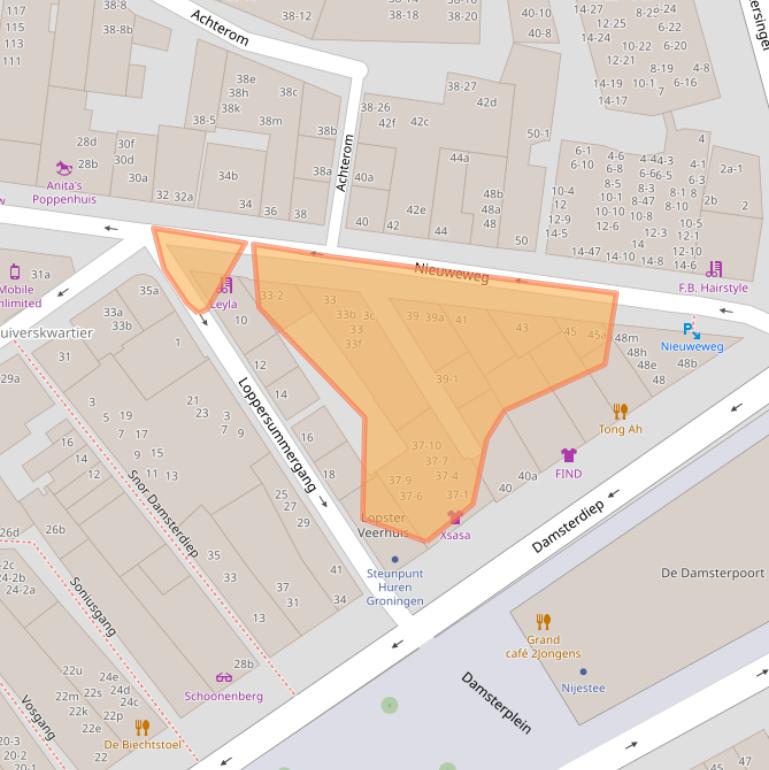 Kaart van postcodegebied 9711TC.