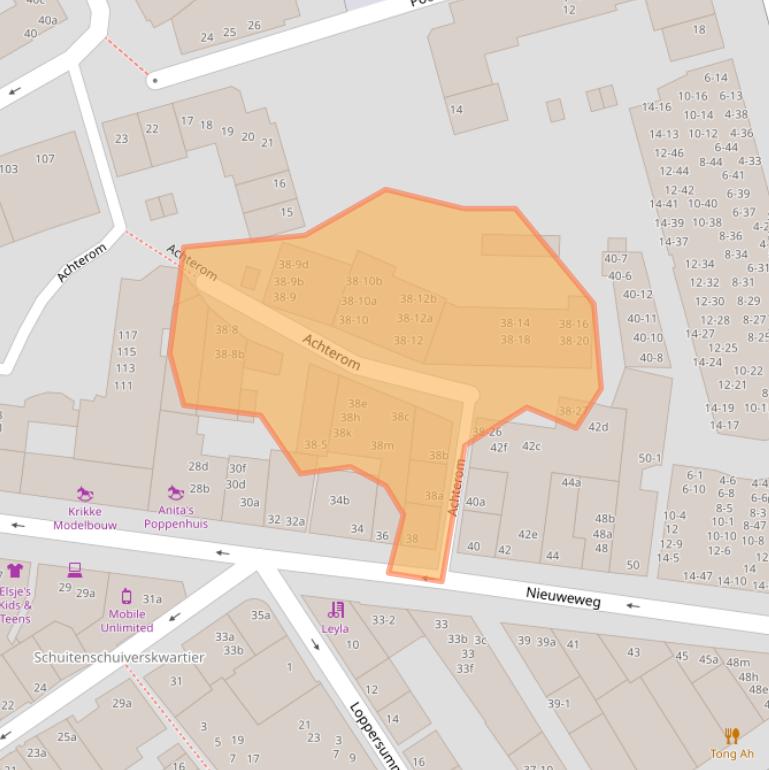 Kaart van postcodegebied 9711TG.