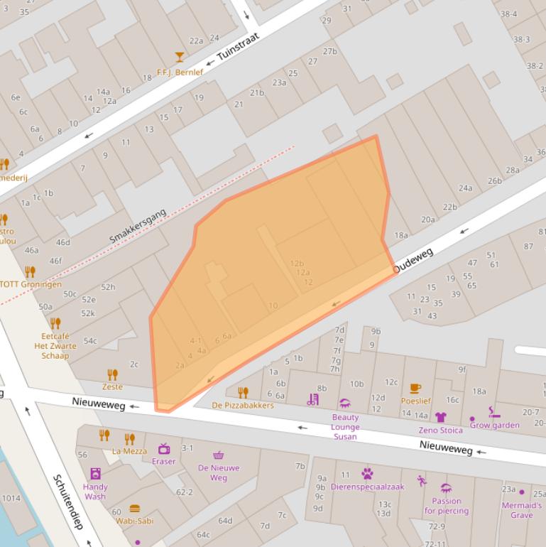 Kaart van postcodegebied 9711TK.