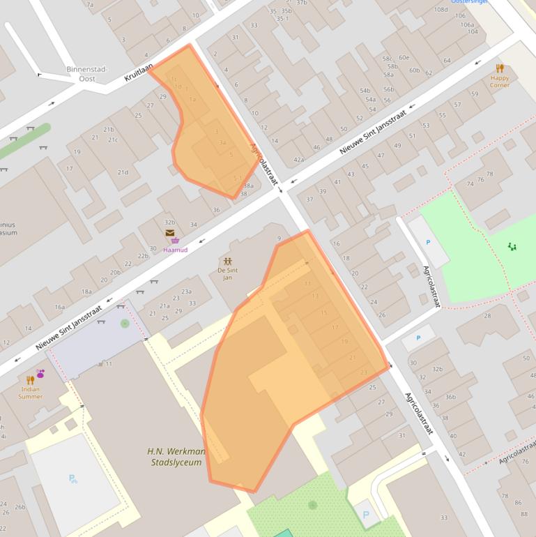 Kaart van postcodegebied 9711TN.