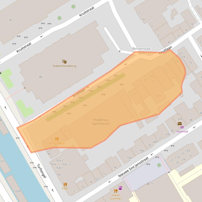 Kaart van postcodegebied 9711TW.