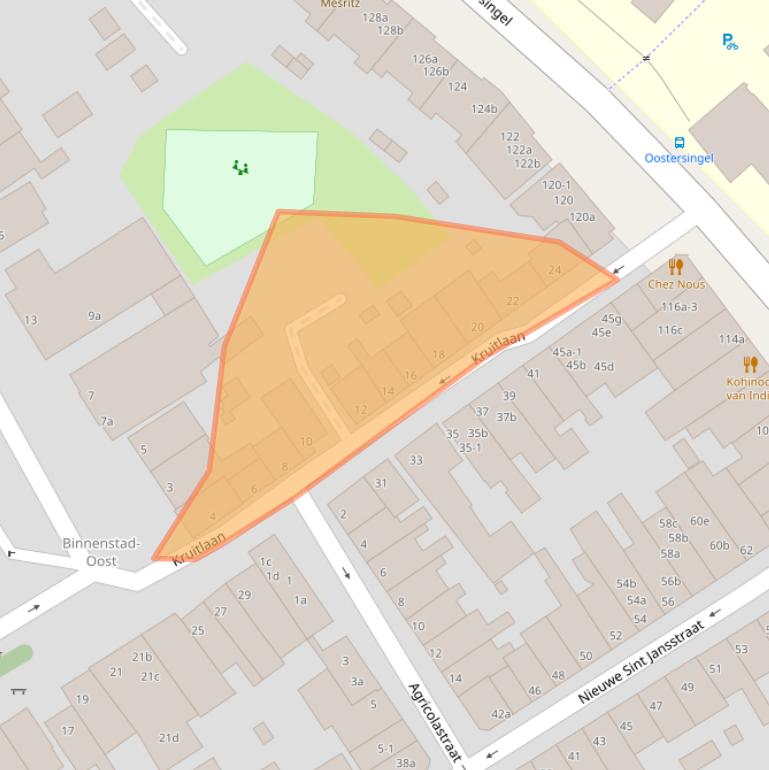 Kaart van postcodegebied 9711TZ.