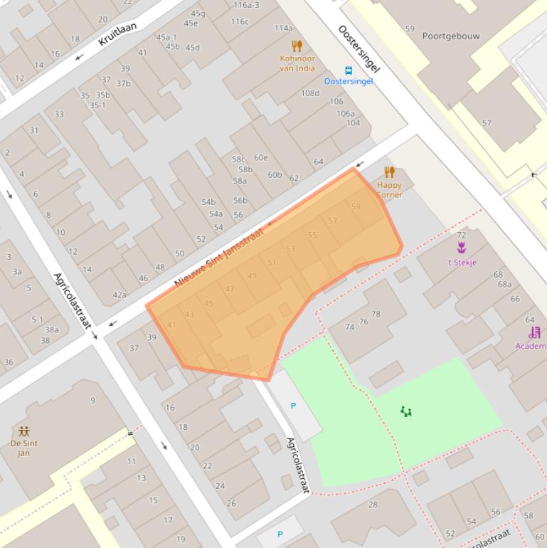 Kaart van postcodegebied 9711VH.