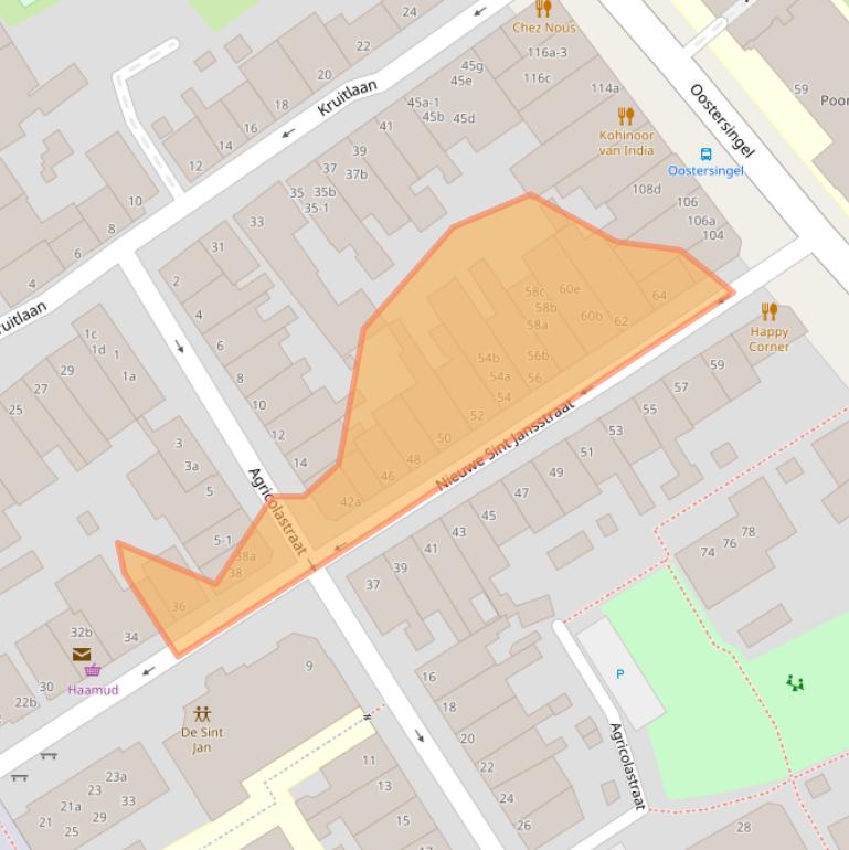 Kaart van postcodegebied 9711VK.