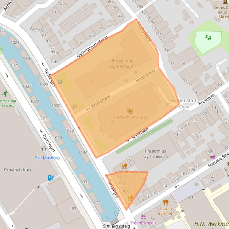 Kaart van postcodegebied 9711VX.