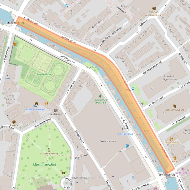 Kaart van postcodegebied 9711VZ.