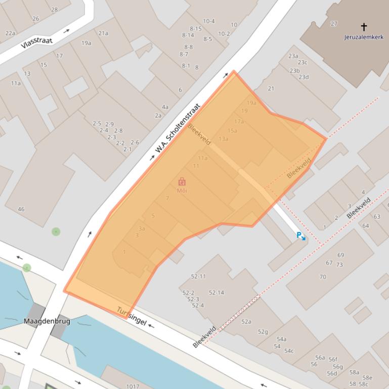 Kaart van postcodegebied 9711XA.