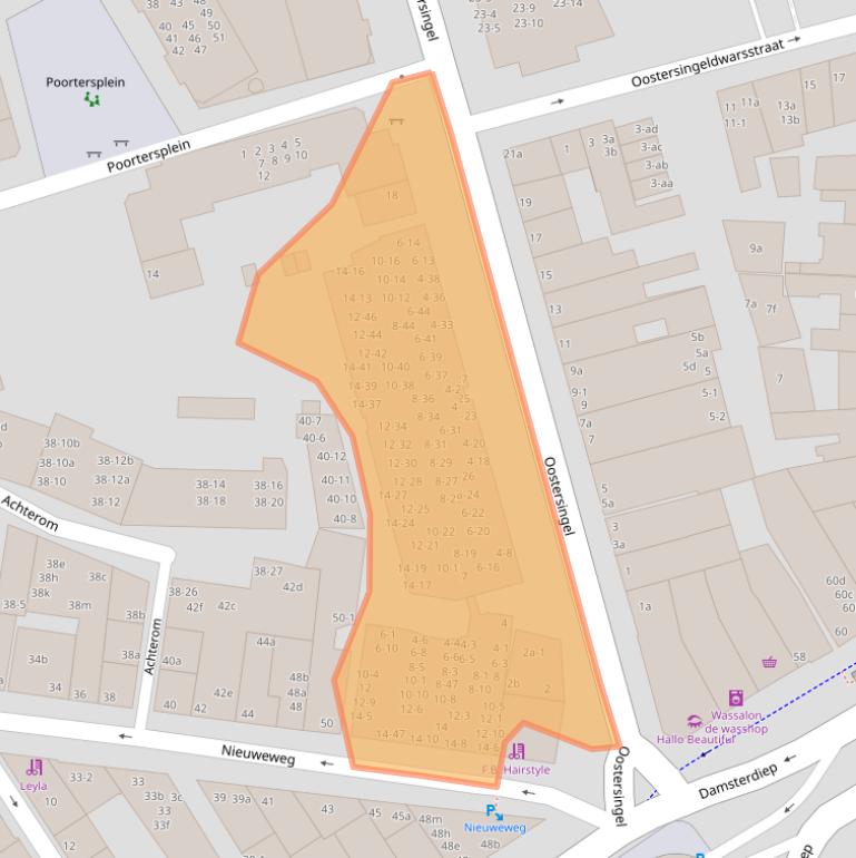 Kaart van postcodegebied 9711XC.