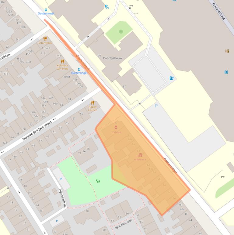 Kaart van postcodegebied 9711XE.