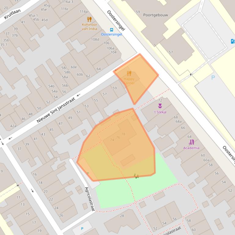 Kaart van postcodegebied 9711XG.