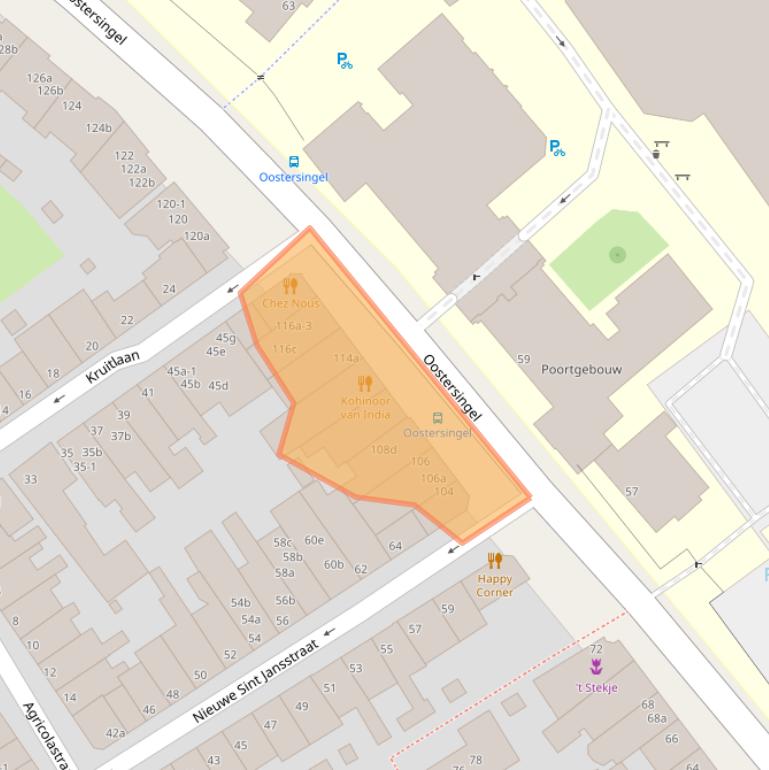 Kaart van postcodegebied 9711XH.