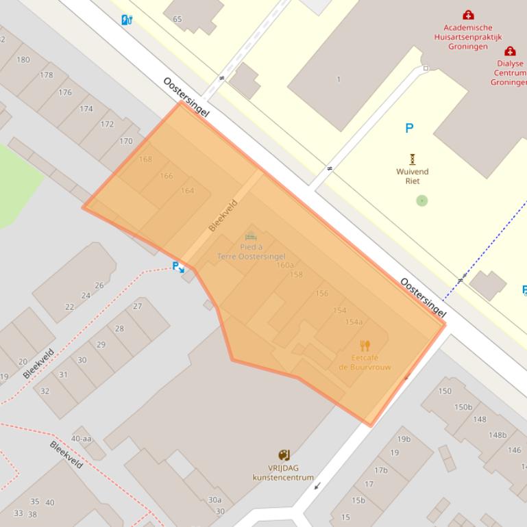 Kaart van postcodegebied 9711XL.