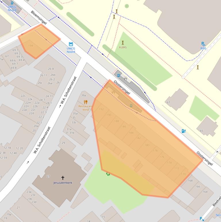 Kaart van postcodegebied 9711XM.