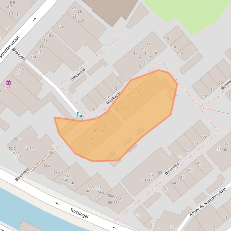 Kaart van postcodegebied 9711XW.