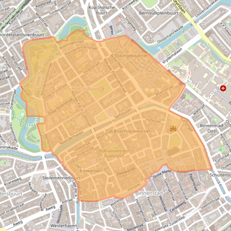 Kaart van postcodegebied 9712.