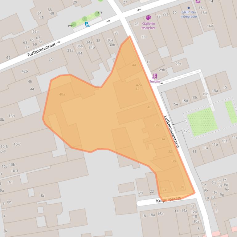 Kaart van postcodegebied 9712AZ.