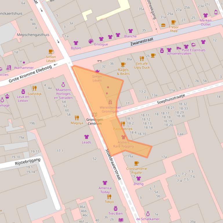 Kaart van postcodegebied 9712BV.