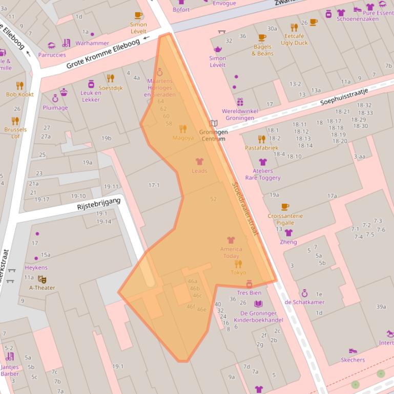 Kaart van postcodegebied 9712BX.
