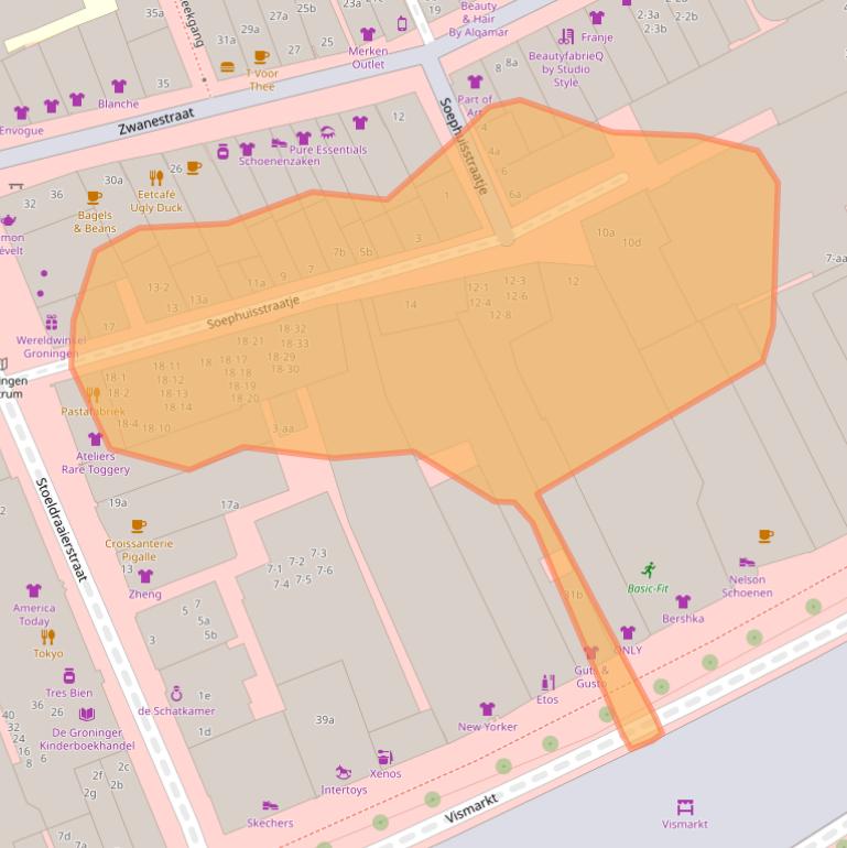 Kaart van postcodegebied 9712BZ.
