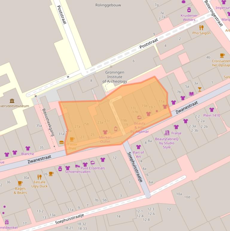 Kaart van postcodegebied 9712CJ.