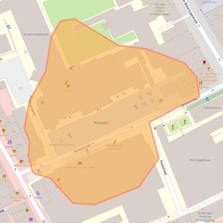 Kaart van postcodegebied 9712CP.