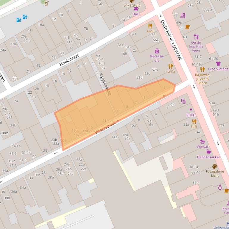Kaart van postcodegebied 9712CR.