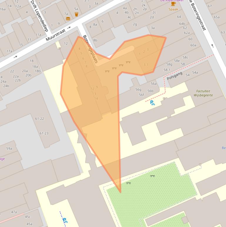 Kaart van postcodegebied 9712DB.