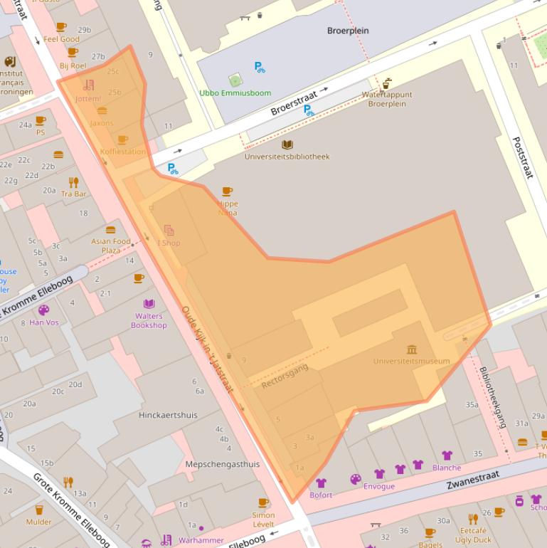 Kaart van postcodegebied 9712EA.