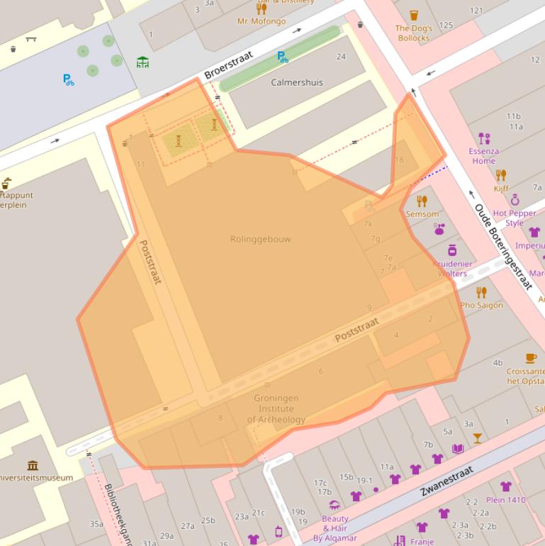 Kaart van postcodegebied 9712ER.