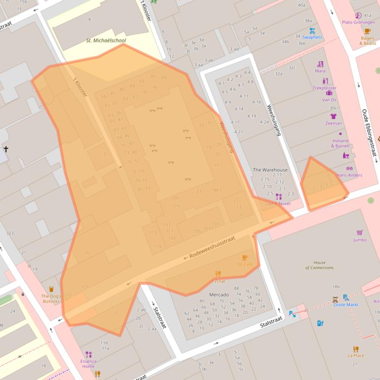 Kaart van postcodegebied 9712ET.
