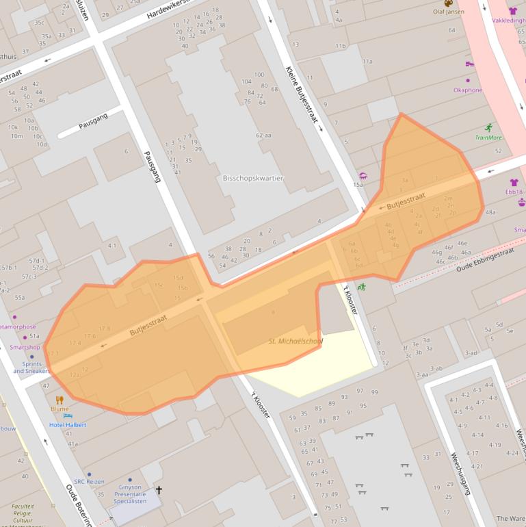 Kaart van postcodegebied 9712EW.
