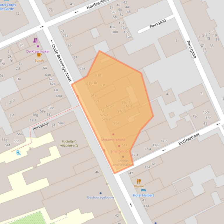 Kaart van postcodegebied 9712GE.