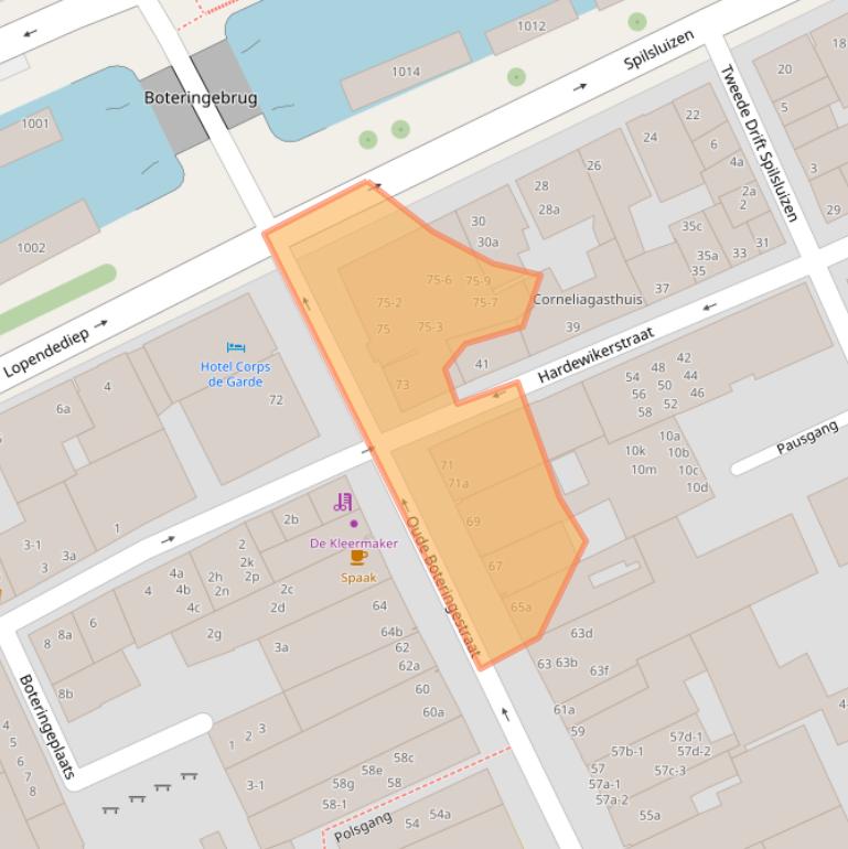 Kaart van postcodegebied 9712GG.