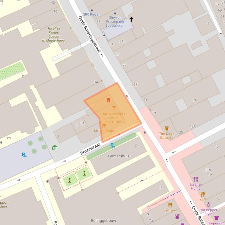 Kaart van postcodegebied 9712GJ.