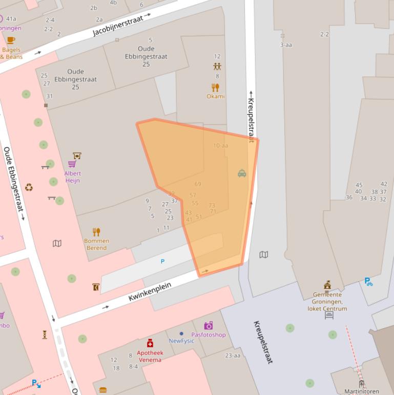 Kaart van postcodegebied 9712GX.