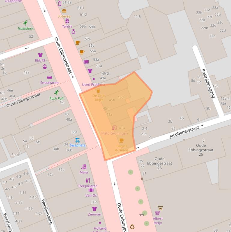 Kaart van postcodegebied 9712HB.