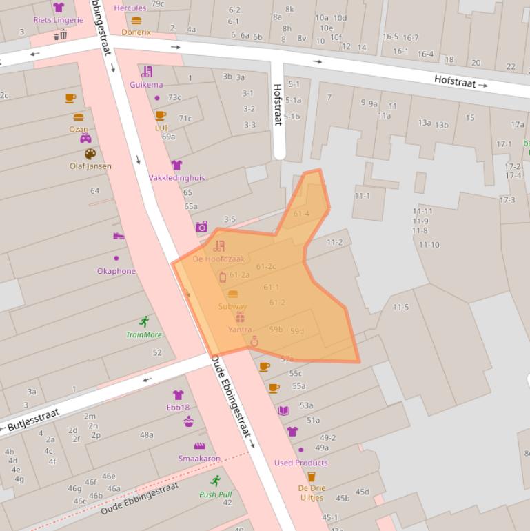 Kaart van postcodegebied 9712HD.